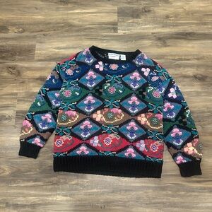 Northern Isles Hand Knit Fairycore Floral Sweater